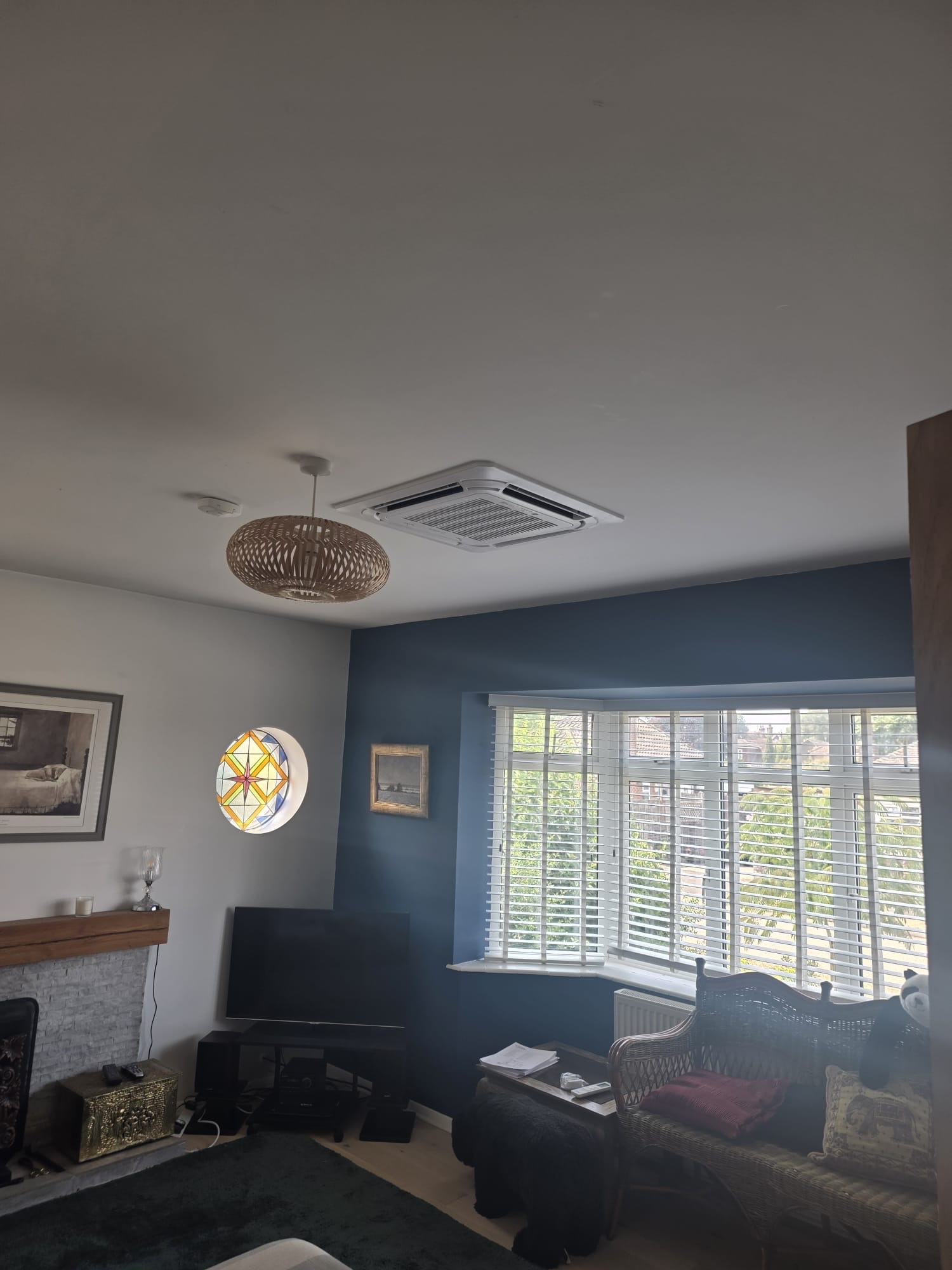 Ceiling cassette installed in the living room of a Hurstpierpoint bungalow