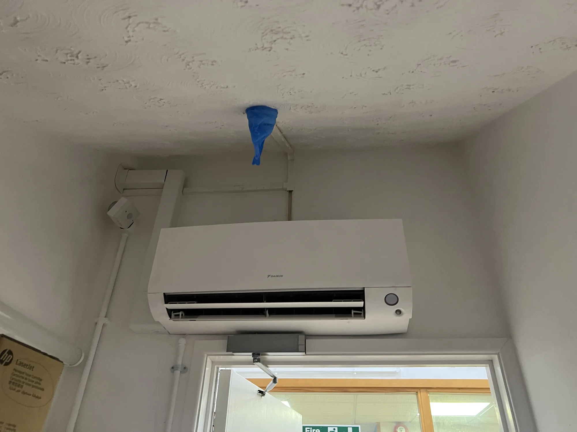 Completed single-split air conditioning installation, ready for commissioning